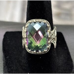 Bali Style Mystic Topaz Gemstone 925 Sterling Filigree Ring Sz 7